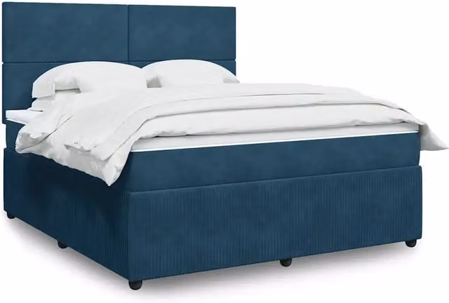 Letto Ibrido con Giroletto a Molle e Materasso vidaXL in Velluto Blu e Bianco L/P: 180 x 200 cm – 1