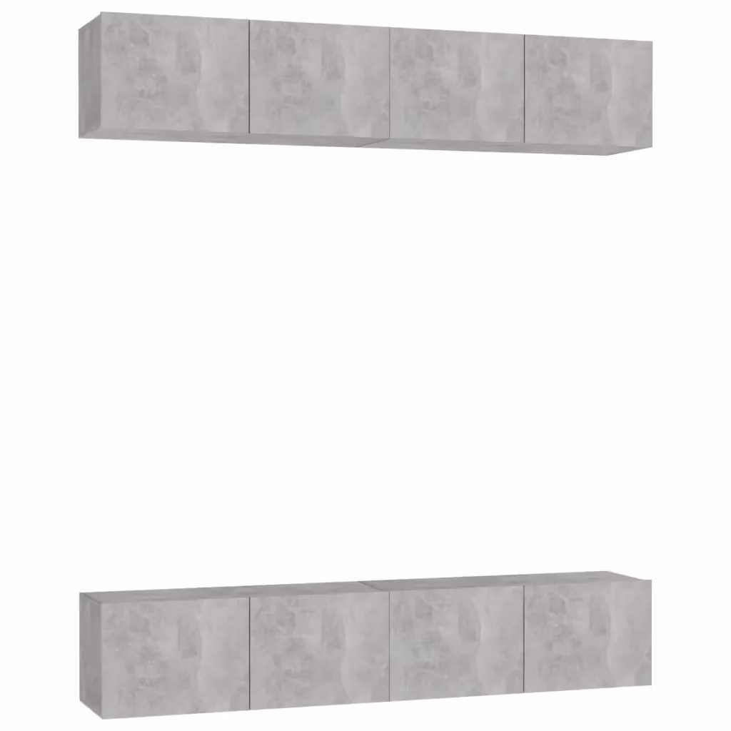 Set di 4 mobili TV moderni vidaXL in legno multistrato grigio cemento, sospesi a parete, L 80 cm x P 30 cm x H 30 cm – 2