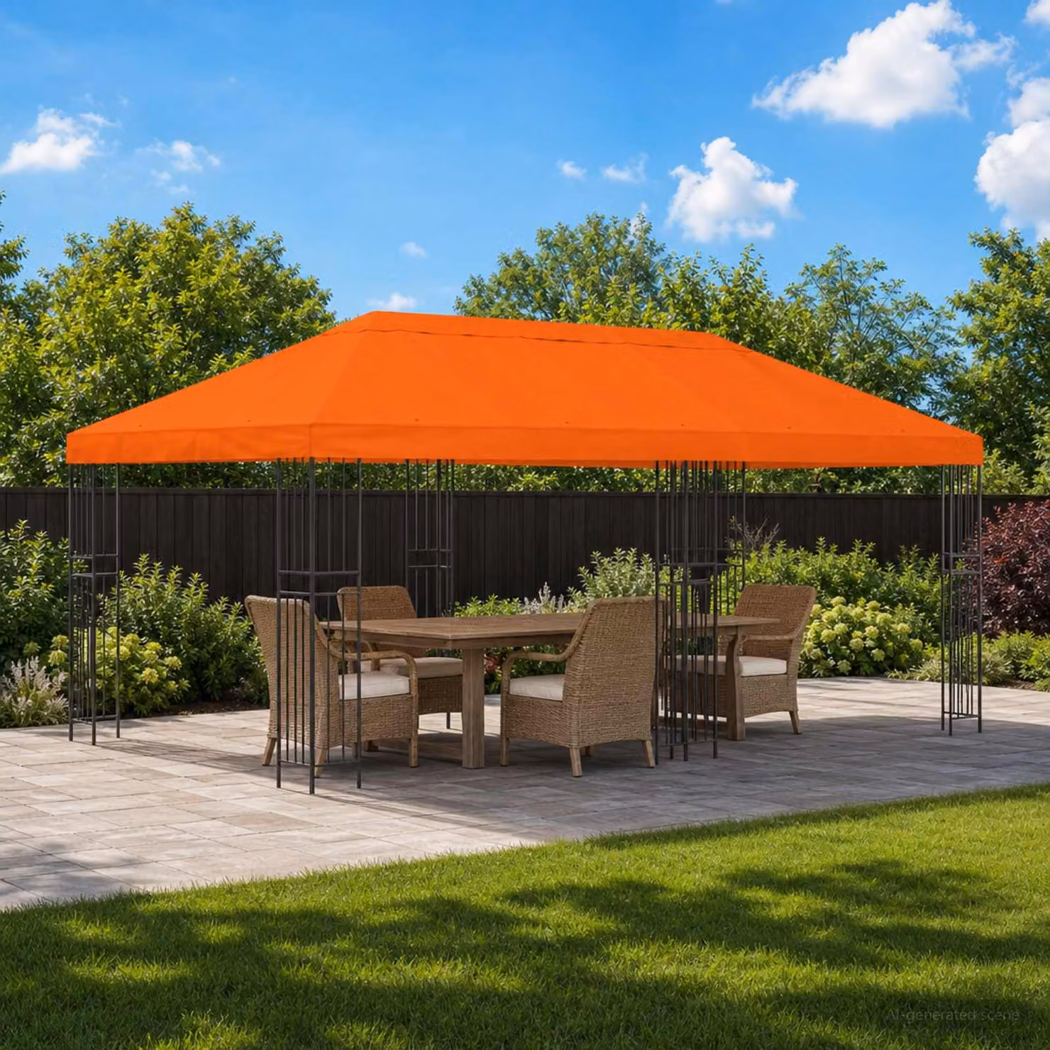Gazebo da giardino vidaXL in acciaio e poliestere Arancione e Nero L: 600 cm, P: 300 cm, H: 276,5 cm
