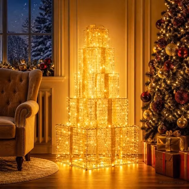 Pacchi regalo di Natale impilabili con LED 250 LED Bianco caldo 42049491