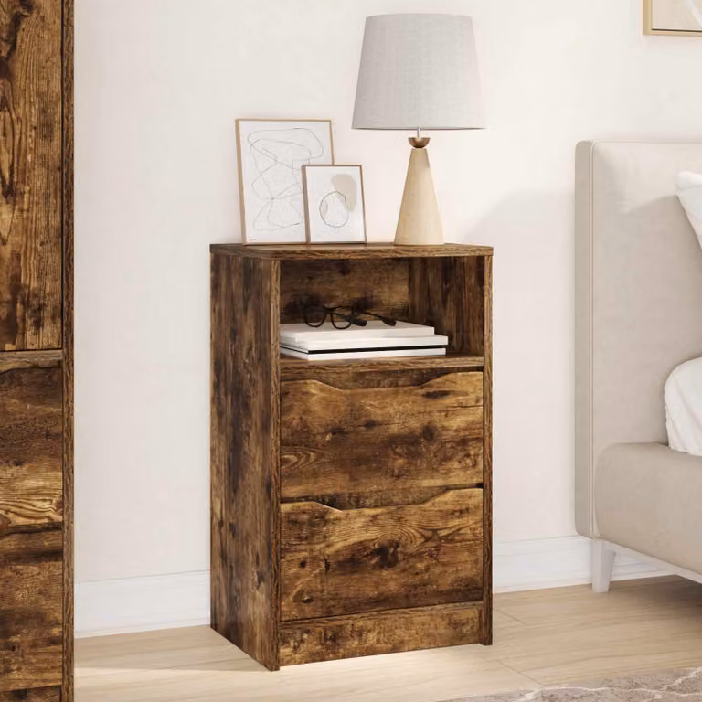 Comodino vidaXL in Rovere Fumo, Design Moderno in Legno Ingegnerizzato, L 40 x P 30 x H 67 cm