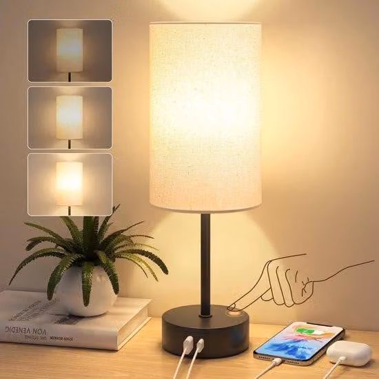 Lampada da tavolo a LED con porta di ricarica USB, colore nero