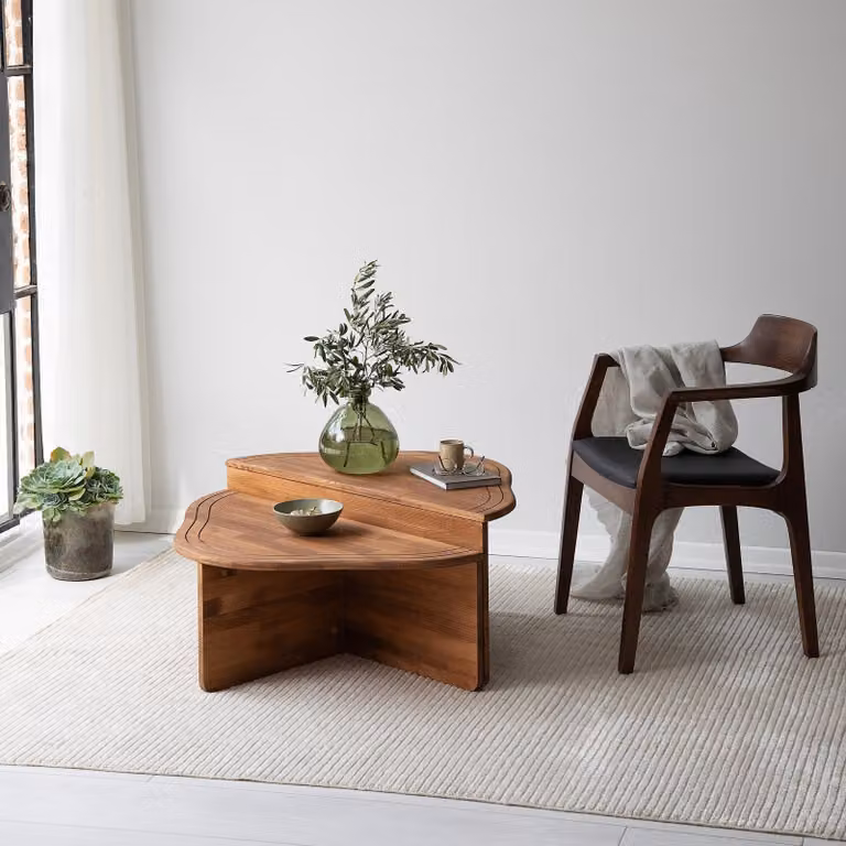 Skye Decor, Altopiano - Castagno, tavolino, castagno, 100 % LEGNO MASSICCIO, 90 x 45 x 32 cm