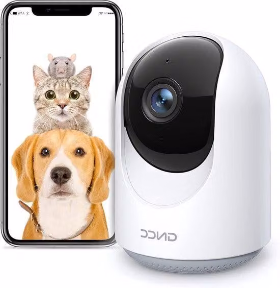 Telecamera di sicurezza per interni con zoom pan-tilt a 360°, rilevamento di movimento e rumore, audio bidirezionale, archiviazione su scheda SD e su cloud, controllo tramite app