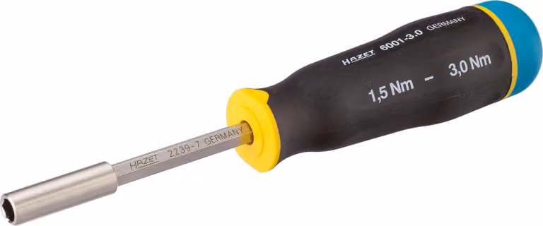 HAZET Cacciavite dinamometrico 6001-3,0/3 Nm min-max: 1,5 - 3 Nm Tolleranza: 6% Esagono cavo 6,3 (1/4 di pollice) Numero di utensili: 3