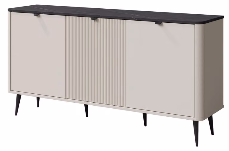 Credenza Marly cassettiera 160x40x82cm colore selezionabile 3 ante, cashmere / pietra grigia