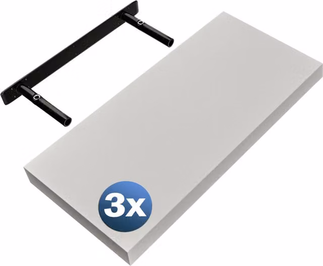 Set di 3 scaffali galleggianti a parete Casaria® in MDF bianco opaco, L: 50 cm – 1