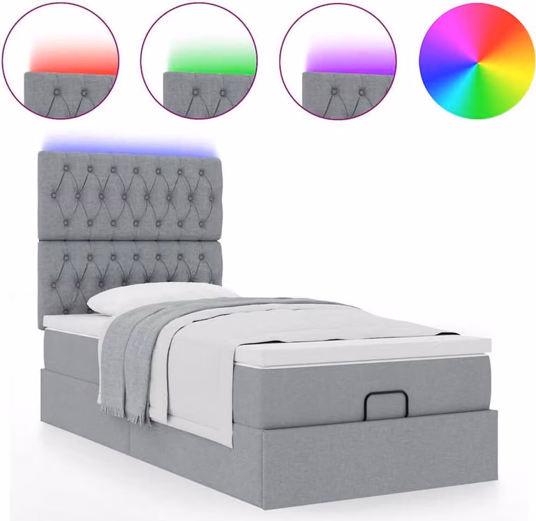 Struttura Letto Pouf con Materasso 100x200 cm in Tessuto