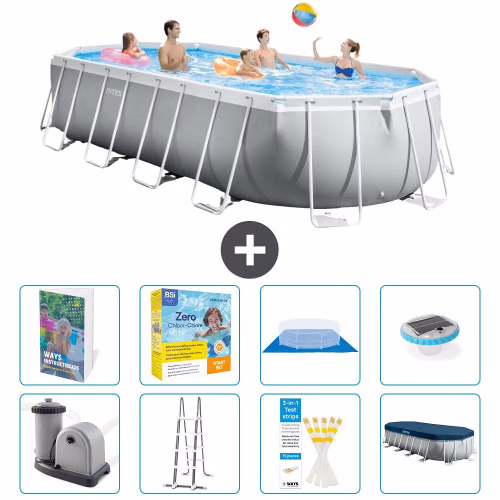 Piscina ovale con struttura a telaio Prism - 610x305x122 cm - 7 pezzi - Modello S526