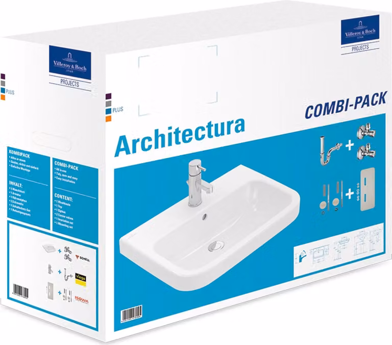 Villeroy & Boch Architectura lavabos Combi- Pack, 600x470mm, 4188S101, 4188S101