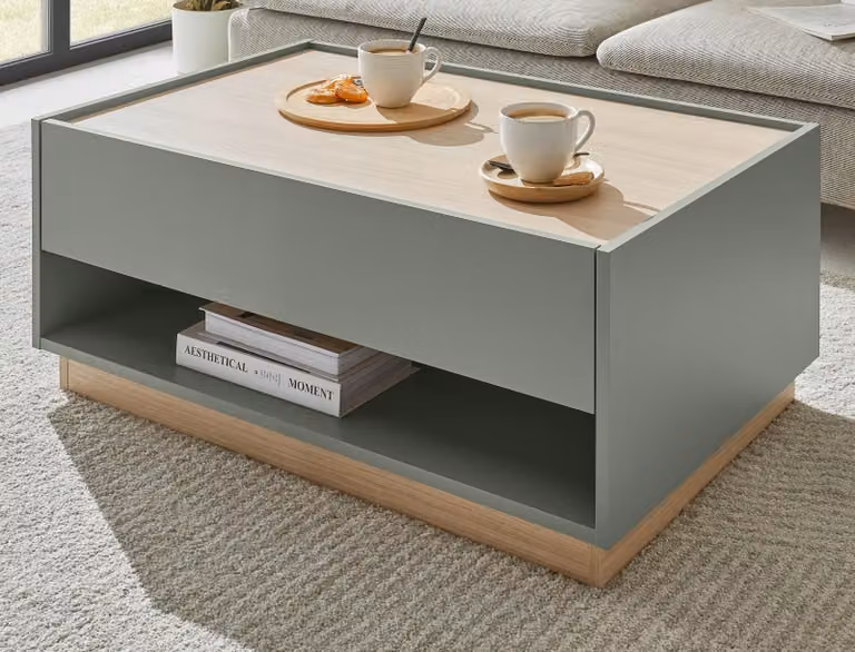 Tavolino da salotto "Center" in rovere salvia e rovere Barista, 90 x 60 cm