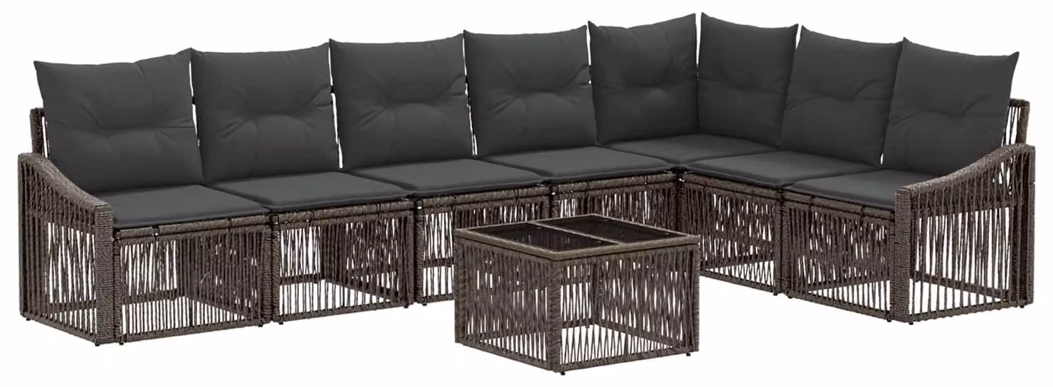 Set Divano da Giardino 8 pcs Grigio polyrattan