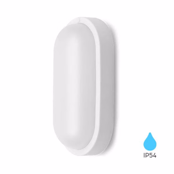 Braytron Lampada LED per ambienti umidi 8W Bianco caldo 3000K 700 lm Rotonda Bianca IP54 Lampada da parete e da soffitto