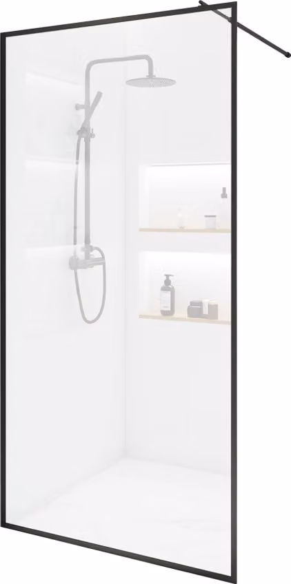 Home Deluxe - Cabina doccia - BAKI - larghezza: 90 cm, telaio nero, vetro trasparente, look 1-louvre - vetro temperato di sicurezza da 10 mm I Walk in shower, cabina doccia, porta doccia