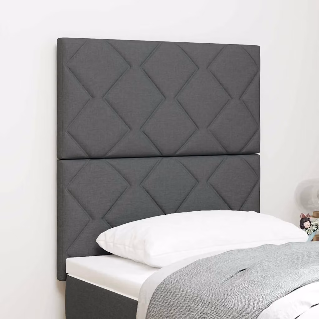 Testiera per letto vidaXL in tessuto grigio con illuminazione LED e porta di ricarica USB