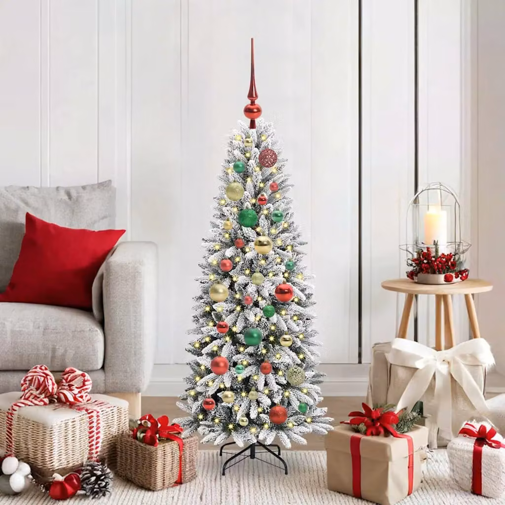 Albero di Natale artificiale vidaXL bianco e verde con luci LED warm white, Altezza: 120 cm