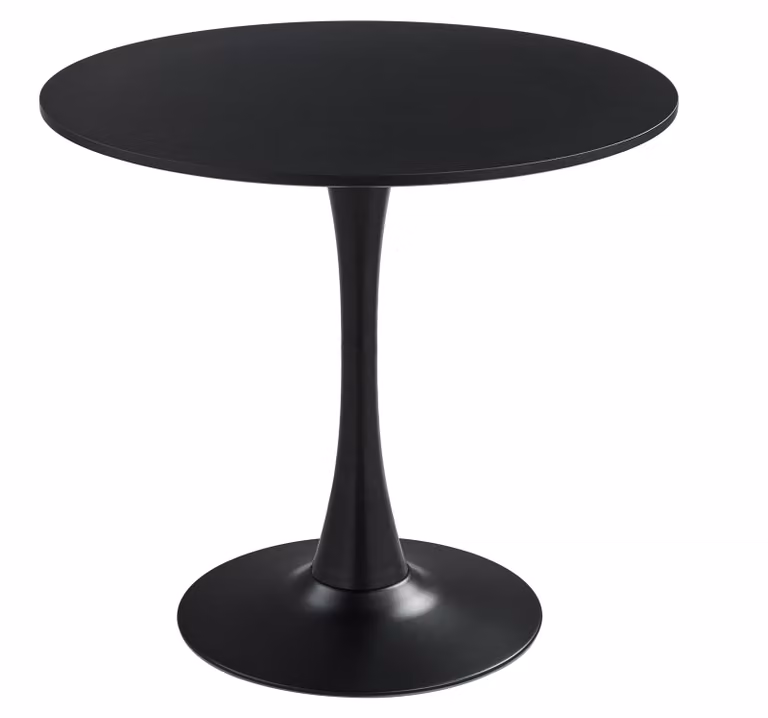 Tavolo rotondo da pranzo con gamba a tulipano, in MDF, diametro 60 cm, colore nero