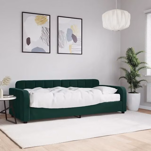 Divano Letto con Materasso Verde Scuro 80x200 cm in Velluto 3196900
