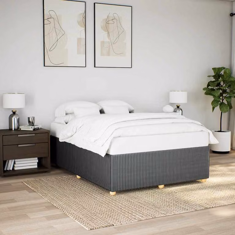 vidaXL Giroletto senza Materasso in Tessuto Grigio con Listelli in Legno L/P/H: 140 x 200 cm