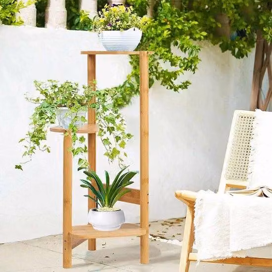 Pali di sostegno da giardino in bambù - 3 livelli - 32 x 17 x 75 cm - versione in legno