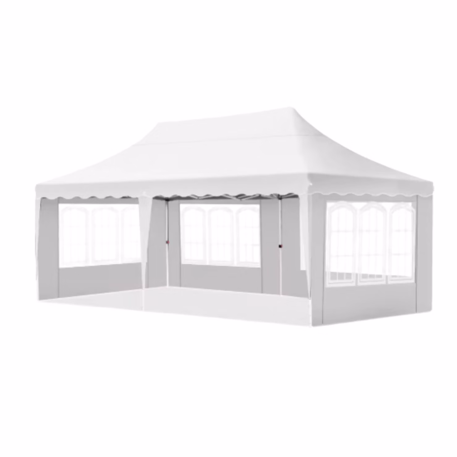 Tenda per feste - Pieghevole - Con pareti laterali - Bianco - 300x600cm - Facile da montare - Padiglione - Impermeabile alle intemperie - Altezza regolabile