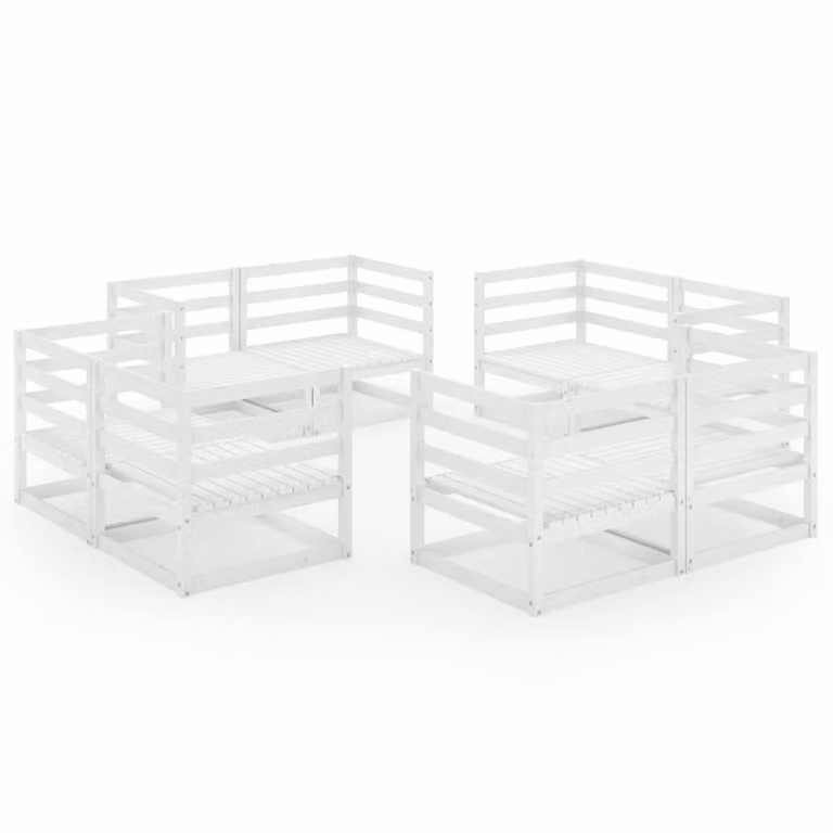 Set Divani da Giardino 8 pz Bianco in Legno Massello di Pino