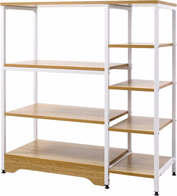 Scaffale multiuso XYLO con 7 ripiani in legno naturale e metallo per cucina o soggiorno L 90 cm, P 40 cm, H 95 cm
