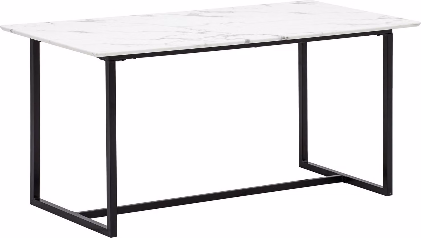 Tavolo da pranzo 160x80x76 cm tavolo da cucina bianco in marmo look moderno, tavolo da pranzo grande, tavolo da pranzo rettangolare, tavolo da sala da pranzo con gambe in metallo | Wohnling
