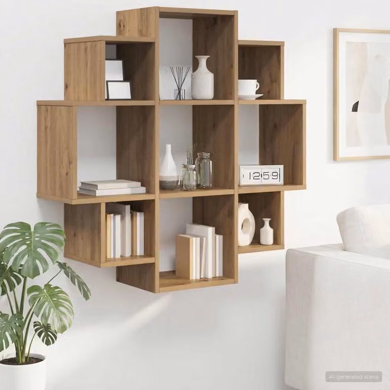Scaffale da parete vidaXL in legno marrone stile minimalista L 90 x P 25 x H 90 cm