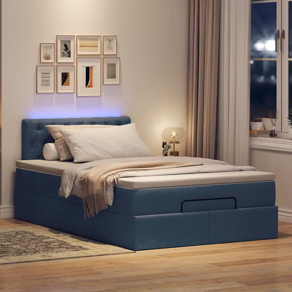 Maison Exclusive - Letto ottomano con materasso e LED blu 120x200 cm tessuto