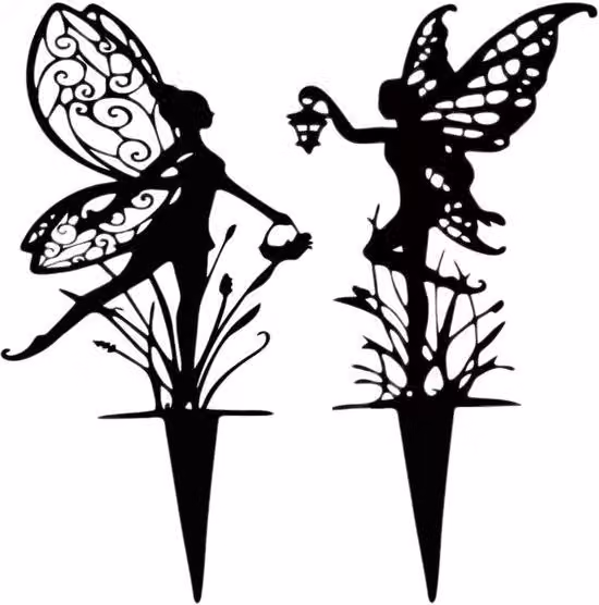 Due elementi decorativi in metallo per giardini, ideali per l'arredamento di spazi esterni e aiuole, perfetti per valorizzare il vostro giardino