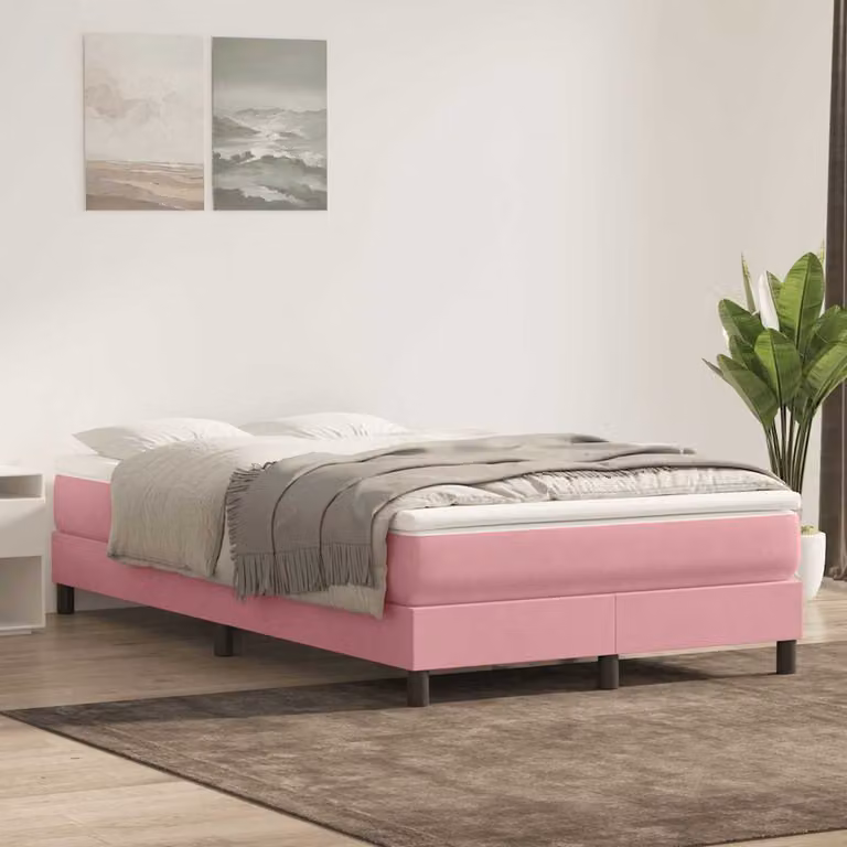 Maison Exclusive - Letto boxspring con materasso Rosa 120x220 cm Velluto