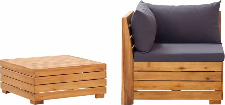 Maison Exclusive - Set da giardino 2 pezzi con cuscini in legno massello di acacia