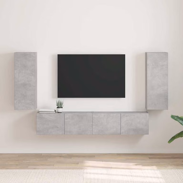 Set di 2 mobili TV da parete vidaXL moderni in legno ingegnerizzato e MDF, colore grigio cemento