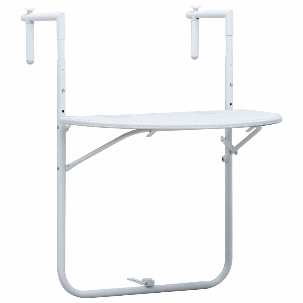 The Living Store Balcony Hanging Table White 60 x 64 x 83,5 cm in plastica effetto rattan