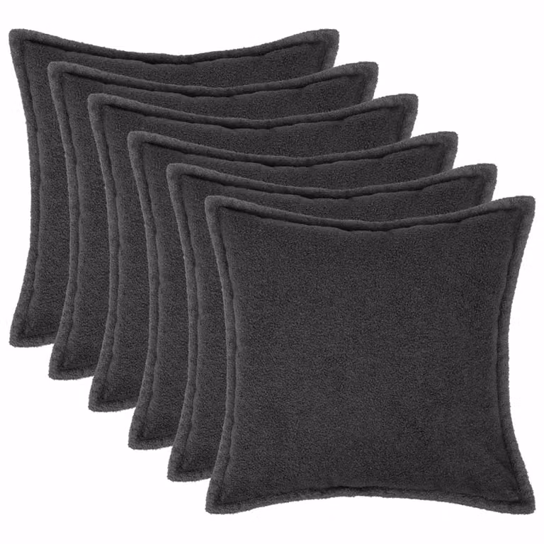 Set di 6 federe vidaXL HOUTEN in tessuto bouclé grigio scuro, L 80 x P 80 cm