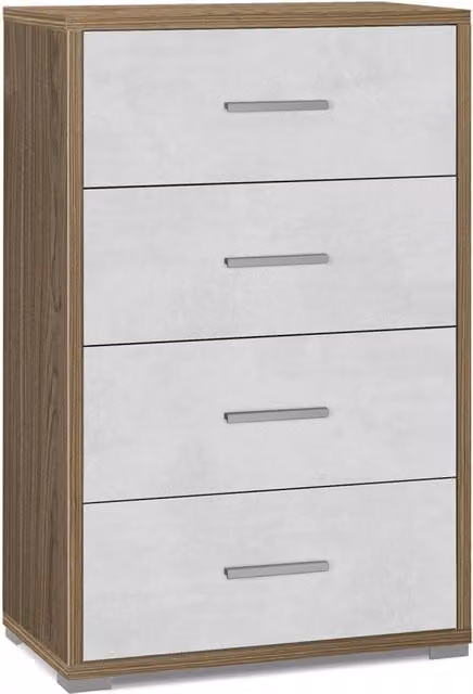 Cassettiera 4 Cassetti 71x110x41 cm Noce Stelvio/Ossido Bianco