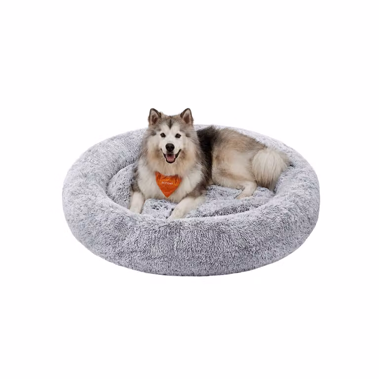 Cuccia per Cane in Peluche Morbida, Grigio Ombré / L 140 x P 140 x H 20 cm