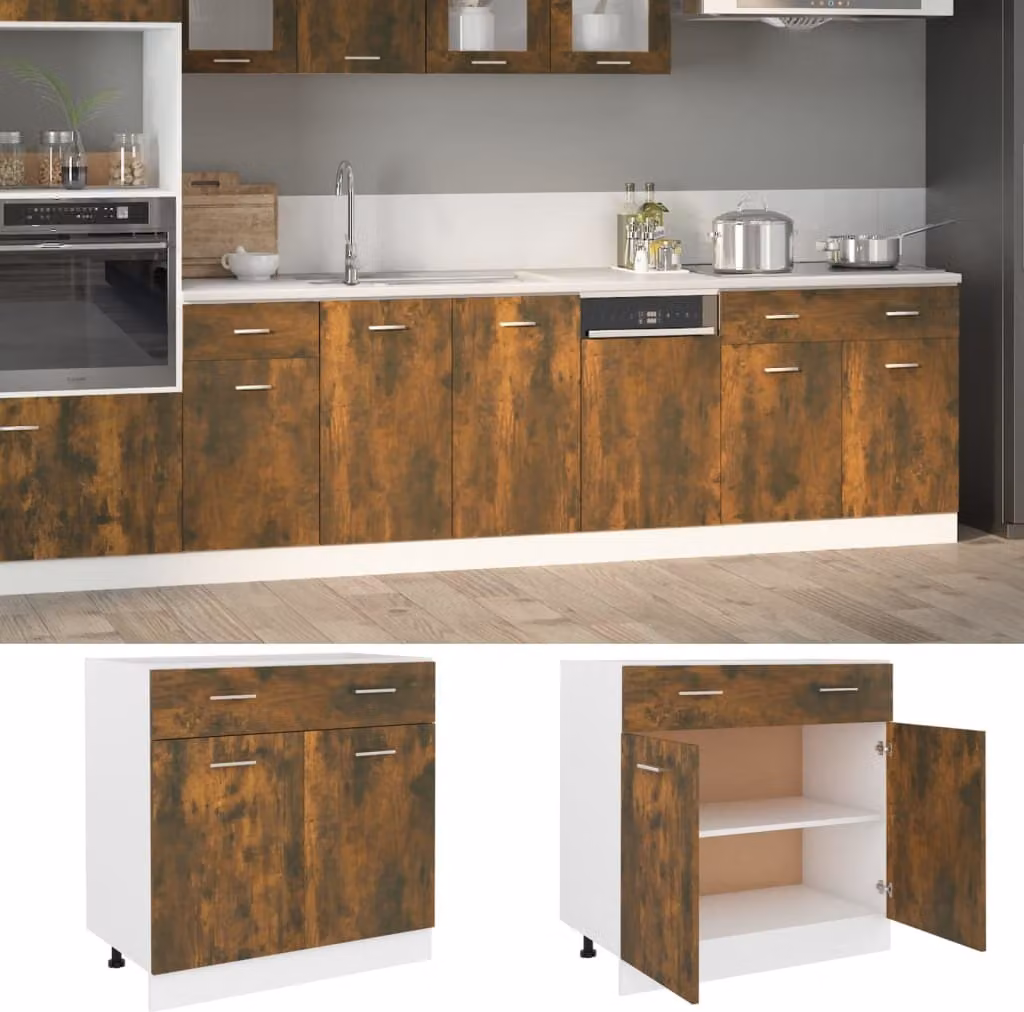 Base The Living Store con cassetto rovere fumé 80x46x81,5 cm