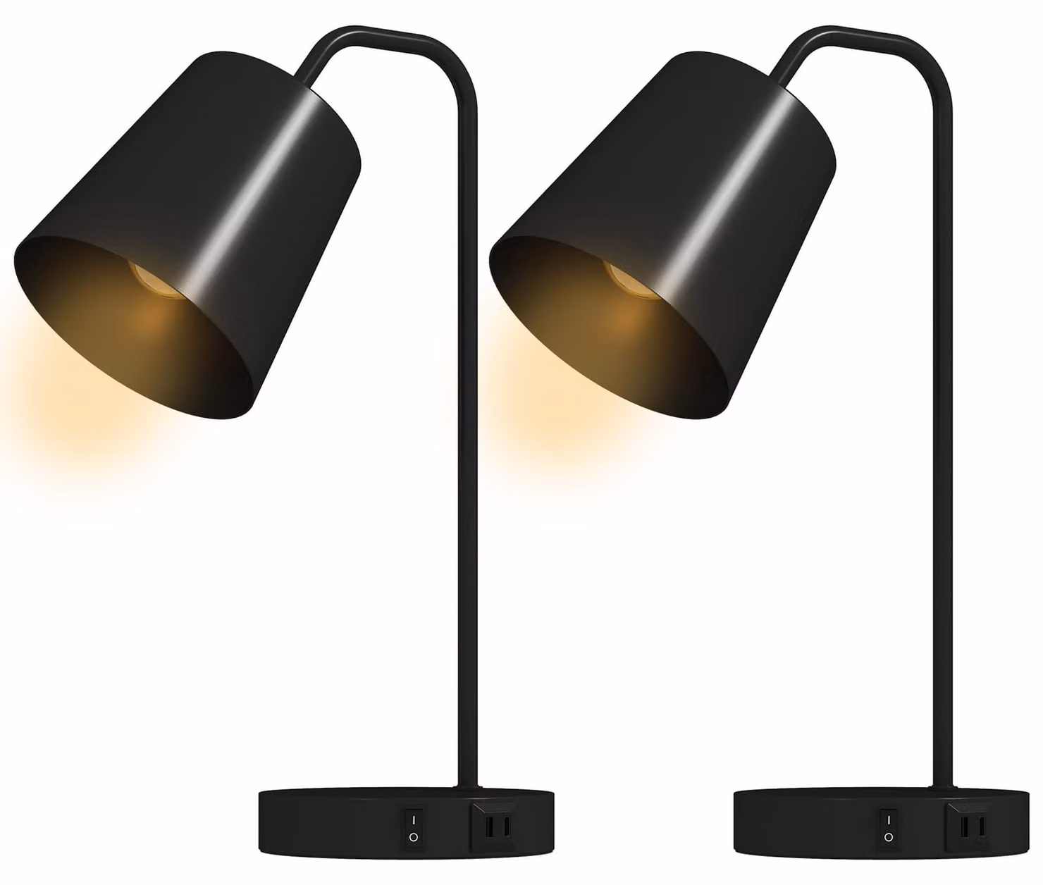 Set di due lampade da tavolo HOMCOM, con prese USB-A e USB-C, colore nero