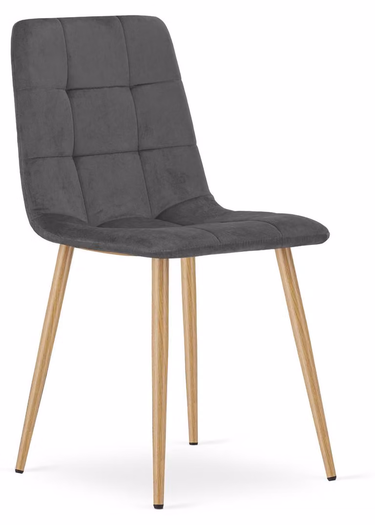 Sedia Kara in velluto grigio scuro con gambe effetto legno