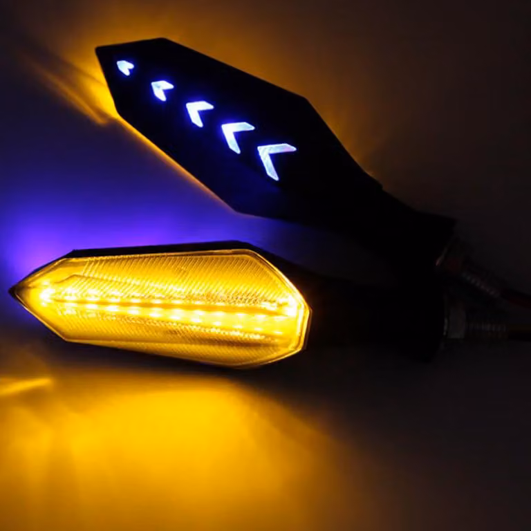 Moto segnale luminoso di svolta modifica LED a due colori Blu-ray / giallo corsa