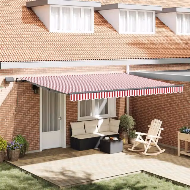 Tenda retrattile Rosso e Bianco 450 × 350 cm 3331102