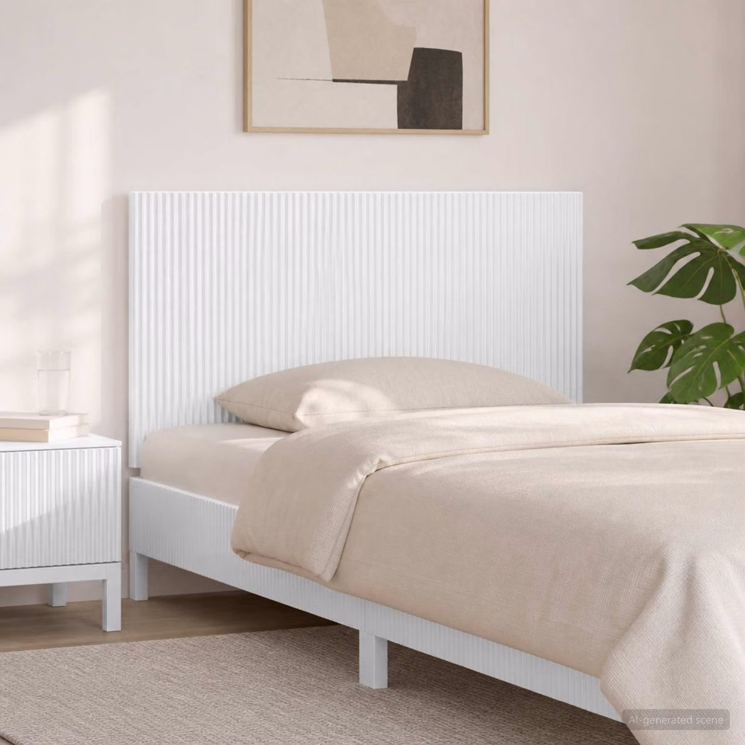 Testiera da muro vidaXL ARNHEM in legno ingegnerizzato bianco lucido con ripiano integrato