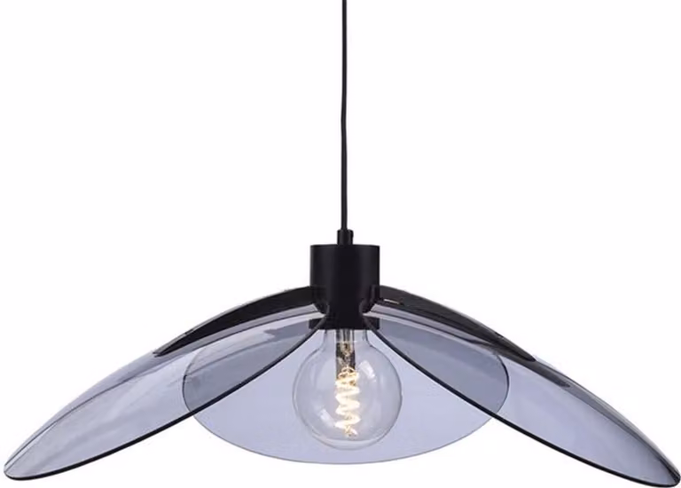 ACA Lighting apparecchio a sospensione 1XE27 vetro fumé + metallo nero D58XH120CM BLOSSOM EF21P158BS
