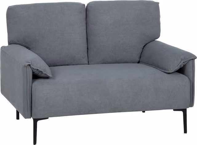 Divano a 2 posti HOMCOM in velluto grigio con cuscini spessi e design moderno