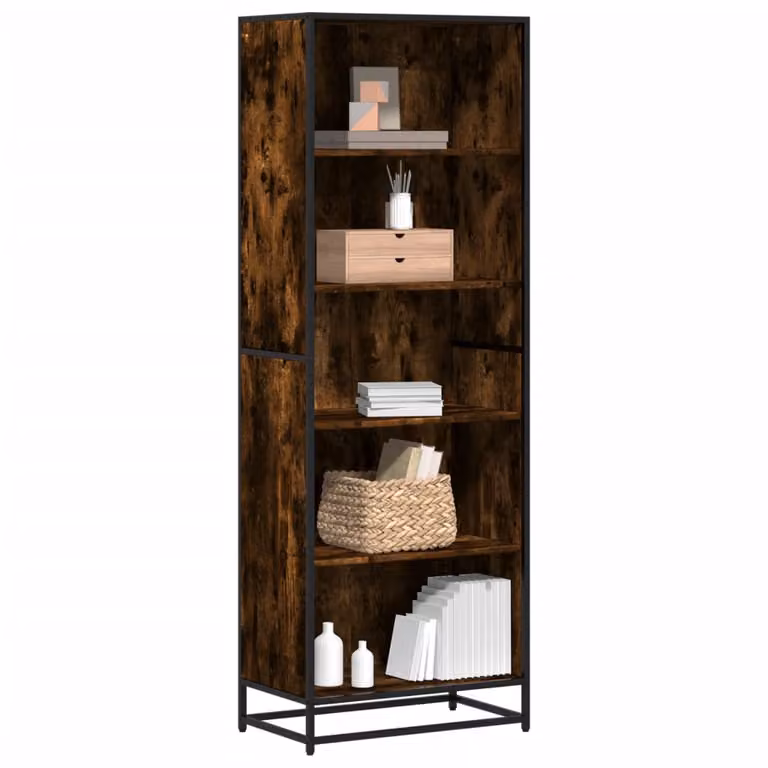 Libreria industrial vidaXL in legno e metallo color marrone, L: 60 cm, P: 35 cm, H: 170,5 cm