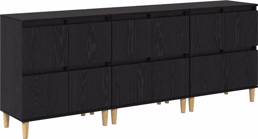 Sideboards 3 pcs Rovere Nero 60 x 35 x 70 cm Legno multistrato