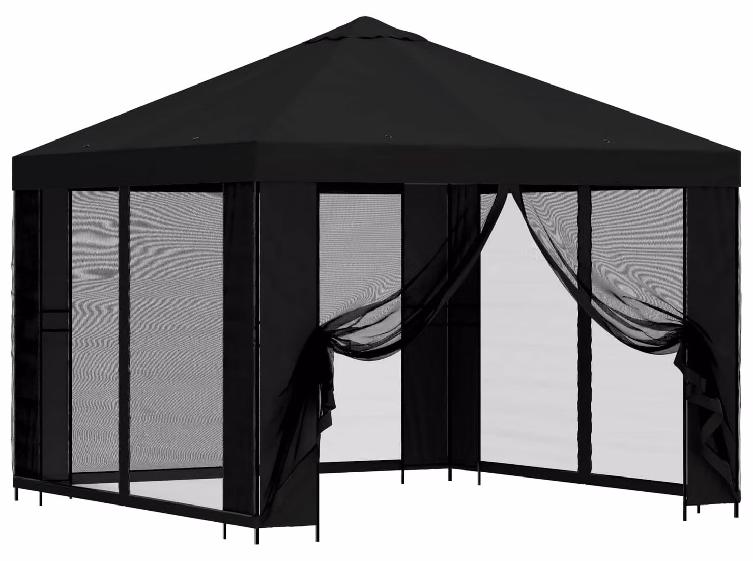 Gazebo da giardino con pareti laterali 3 x 3 m Nero
