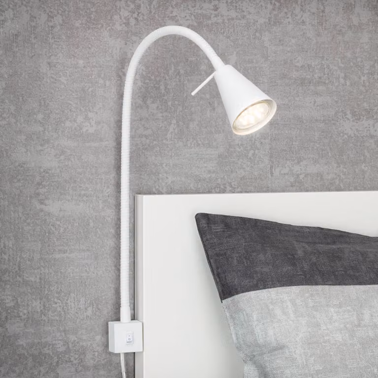 Briloner Applique a LED Tuso, bianco, montaggio letto, metallo Tuso, Bianco / Opale, Camera da letto, Metallo, Moderno, Applique a LED
